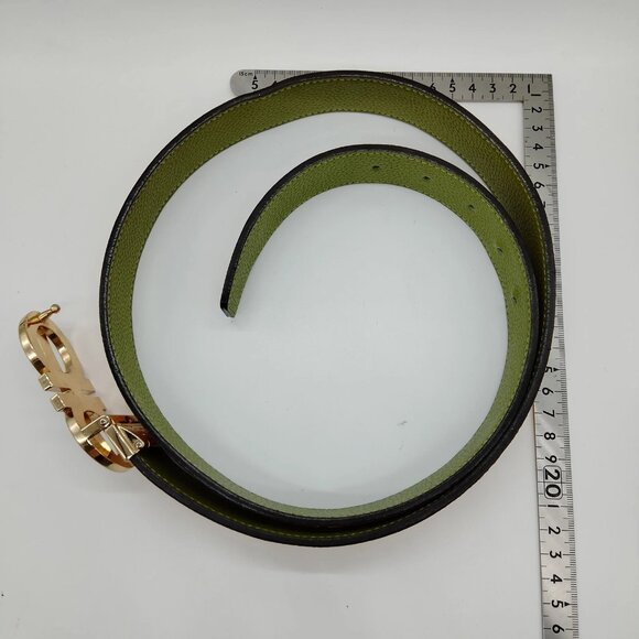 Authentic Ferragamo Belt Yellows Greens Leather mn296-121225 - Picture 5 of 9